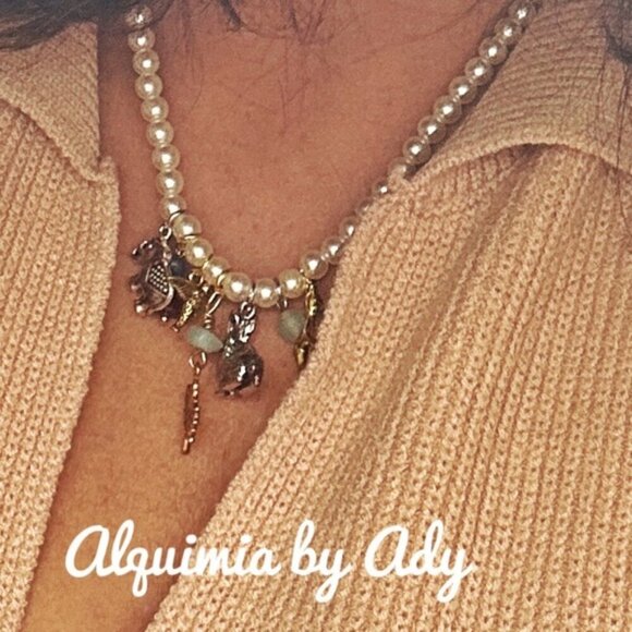 Alquimia Multicolor Necklace charms pearl and aventurine - Picture 1 of 4